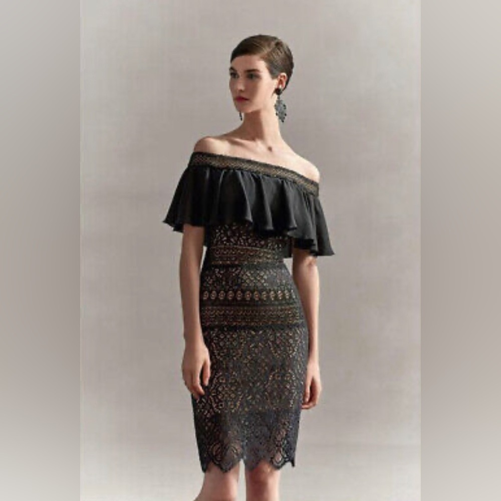 TADASHI SHOJI Alexia Off-shoulder Runway Midi Dress